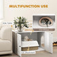 White cat litter box enclosure shown as cat house, litter box, and side table