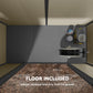 Storage shed interior with included floor base and side wall panels