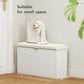 White shoe storage bench with padded seat cushion and flip drawer, small-space entryway