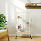 Beige 4-level small animal wire cage with rolling base, ramps, and deep tray