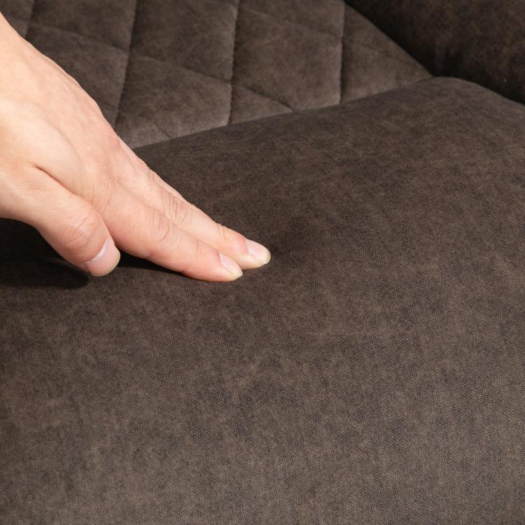 Dark brown office chair upholstery with diamond quilted fabric and stitching