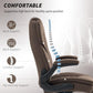 Dark brown high-back executive office chair with supportive lumbar and neck support