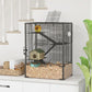 4-tier hamster cage with ramps, house hut, wheel, and deep glass bottom tray