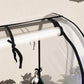 Raised garden bed cover with clear greenhouse liner and black frame, curved top