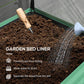 Green garden bed liner with soil inside and watering from watering can