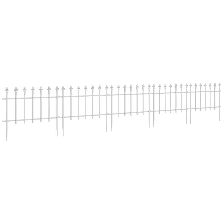 White metal garden fence panel with pointed spear tops