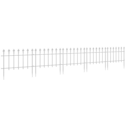 White metal garden fence panel with pointed spear tops