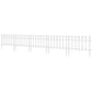 White metal garden fence section with evenly spaced spear finials