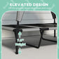 Elevated dog bed with 7.9 in height legs, off-ground design feature graphic