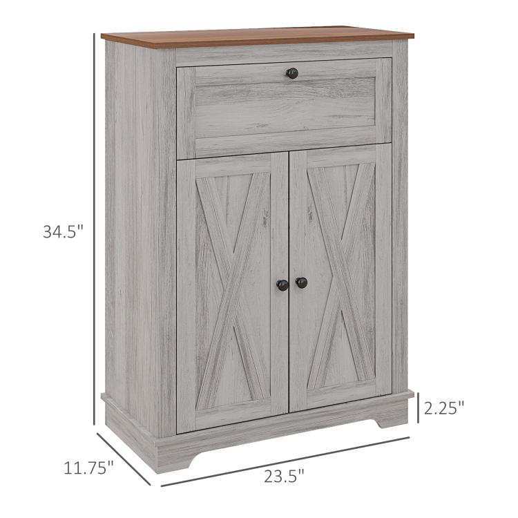 Light gray sideboard cabinet with single drawer and double-door cabinet base