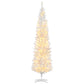 Slim white artificial pencil Christmas tree with warm white LED lights and stand