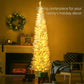 Slim white artificial pencil Christmas tree with warm white LED lights