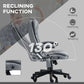 Gray reclining massage chair positioned back with extended footrest on wheeled base