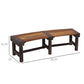 Wooden outdoor tree bench with dark brown slatted seat and end panels
