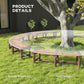 Wooden outdoor tree bench with dark brown slat design and rounded layout