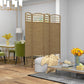 4-panel room divider privacy screen with woven natural fiber and white lattice windows