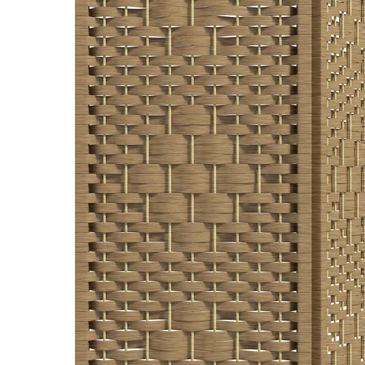 Close-up weave pattern on natural fiber room divider privacy screen panel