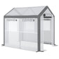 Walk-in tunnel greenhouse with four side window panels and roll-up door, dark gray frame