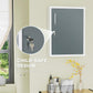 White locking medicine cabinet with dark gray door and key lock cylinder