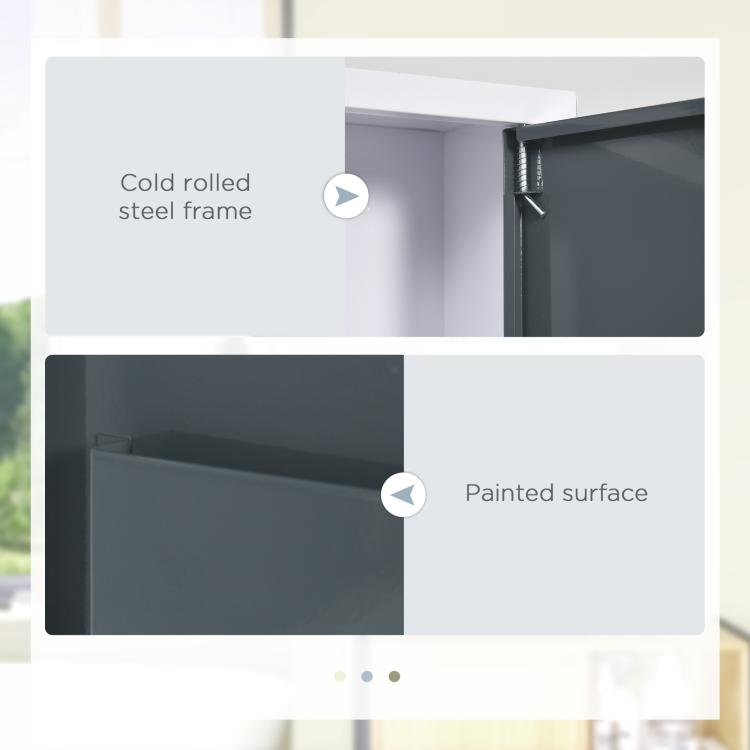 Medicine cabinet door close-up showing painted surface and metal frame construction
