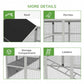 Chicken coop run details: black roof, perches, storage compartment, and ladder access