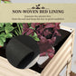 Cream raised garden bed liner placed in planter base with soil and plants