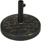 Round concrete umbrella base with metal umbrella holder and black pole