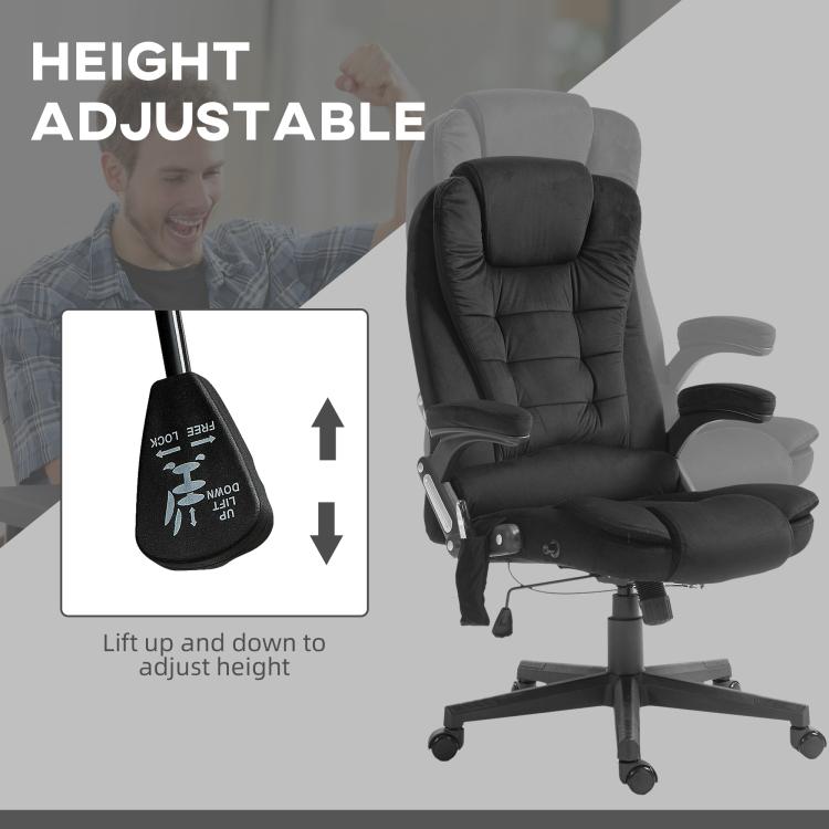 Black high-back office chair with padded seat and height-adjust lift lever