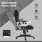 Black office chair recline position with angled backrest on rolling base