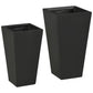 Set of 2 stackable square planters, black, with drainage holes, two different sizes