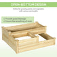 Wooden 3-tier raised planter box with open-bottom compartments for planting