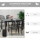 Aluminum structure feature graphic for black outdoor dining table