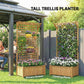 Wood tall trellis planter privacy screen with raised beds for climbing plants, light wood