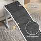 Dog ramp with anti-slip carpet top, white frame, and soft textured carpet detail