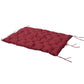 Wine red tufted bench cushion with corner ties, quilted 59 x 38 in
