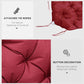 Wine red cushion corner with attached tie ropes and button-tufted decoration detail