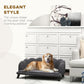 Pet sofa style graphic with rounded backrest and dog resting on the seat