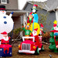 Inflatable Santa gift car yard decoration with penguin top and festive characters