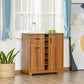 Retro brown wine cabinet with drawer and bottle rack panel, styled in a living room