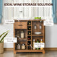 Retro brown wine cabinet interior with drawer, 2-row glass holders, and wine storage grid