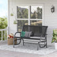 Black double glider rocking loveseat bench with mesh back and seat cushions
