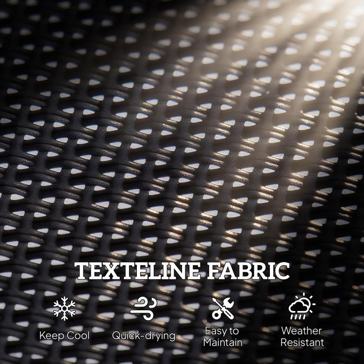 Black mesh fabric panel with diamond pattern