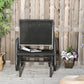 Black steel glider chair with mesh backrest and cushioned seat