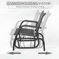 Black outdoor glider chair with smooth-gliding rocker base and curved armrests