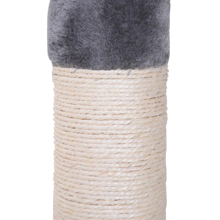 Sisal scratching post with gray top cover