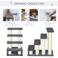 Four-step cat climbing ladder with dark platforms and cream sisal-wrapped columns