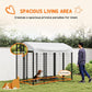 Outdoor dog kennel with roof and secure lock, black wire pen with dog