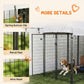 Outdoor dog kennel with roof and wire mesh walls, showing metal pipe details