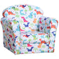 Kids dinosaur print armchair with thick padded seat and rounded arms