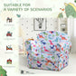 Kids dinosaur print armchair with thick padding and rounded arms, styled for indoor use